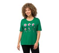 Ulla Popken Camiseta de Mujer con diseño de Flores, Verde Esmeralda, 48-50