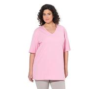 Ulla Popken - Camiseta para Mujer, Tallas Grandes, Tallas Grandes, Talla Grande, Cuello en V, Relajada, Media Manga, Rosa., 44-46