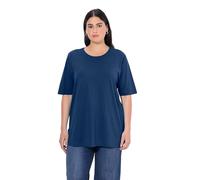 Ulla Popken - Camiseta para Mujer, Tallas Grandes, Tallas Grandes, Talla Grande, Cuello Redondo, Relajada, Media Manga, Azul Oscuro, 62-64
