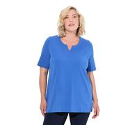Ulla Popken Camiseta para Mujer, Tallas Grandes, Tallas Grandes, Talla Grande, línea A, Cuello túnica, Media Manga, Ciruela Azul, 50-52
