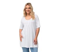 Ulla Popken T-Shirt, A-Linie, Rundhals, Halbarm, Zier Falten, Camisa Mujer, Schneeweiß,