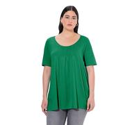 Ulla Popken Camiseta, Pliegues Decorativos, Forma en A, Escote Redondo, Media Manga, Modal Verde Esmeralda 46+ 796473459-46+
