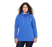 Ulla Popken Sweatshirt, Weiter Stehkragen, Taschen, Raglan-Langarm Sudaderas, Azul Pavo Real, 58-60 para Mujer