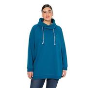 Ulla Popken Camiseta Sport, Cuello alzado Ancho, Bolsillos, Mangas largas raglán Verde Azulado 50+ 713963768-50+