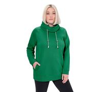 Ulla Popken Camiseta Sport, Cuello alzado Ancho, Bolsillos, Mangas largas raglán Verde Esmeralda 46+ 713963459-46+
