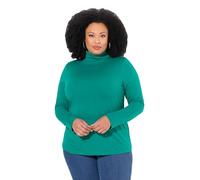 Ulla Popken Camiseta Sport, Cuello alzado Ancho, Bolsillos, Mangas largas raglán Verde Esmeralda 50+ 713963459-50+