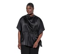 Ulla Popken Camiseta Tipo Blusa, Oversize, Escote en Cascada, Media Manga Negro 50+ 835890130-50+