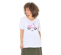 Ulla Popken Shirt mit Print, Camiseta con Estampado Vespa Raglan, Blanco Nieve, 48-50 Mujeres