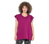 Ulla Popken Camiseta, Volantes, línea A, Escote en V Rojo Magnolia 50+ 839342820-50+