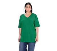 Ulla Popken Camisetas básicas en V para Mujer, Verde Esmeralda, 56 ES/58 ES