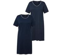 Ulla Popken 2 Piezas, Camisetas Grandes, Simples y Puntos Camisón, Azul Oscuro, 60-62 para Mujer