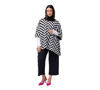 Ulla Popken Capa de Punto con Cuello Alto, Jacquard Suéter, Azul, 52 ES/58 ES para Mujer