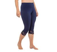 Ulla Popken Capri, Elastischer Spitzensaum Pantalones, Azul Marino, 40W / 32L para Mujer