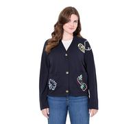 Ulla Popken Cárdigan, Bordado, Escote en V, Manga Larga, algodón orgánico Marina 50+ 834909130-50+