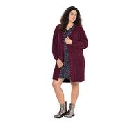 Ulla Popken Cárdigan de Chenilla de Tallas Grandes Tallas Grandes para Mujer, Cuello en V, Forma Abierta, Manga Larga 843590, Rojo Vino Oscuro, 62-64