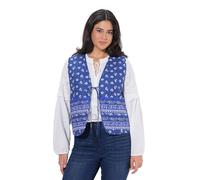 Ulla Popken Chaleco acolchado, flores, cinta de atar, sin mangas azul atlántico 62+ 849868722-62+