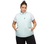 Ulla Popken Chaleco acolchado para mujer, bolsillo en el pecho, impermeable, azul iceblau, 46/48, Color azul.