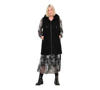 Ulla Popken Chaleco largo Teddy, capucha, cremallera bidireccional, sin mangas negro 46+ 831544100-46+
