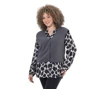 Ulla Popken Chaleco teddy, corto, escote en V, sin mangas, botones a presión gris grafito 62+ 852877100-62+