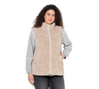 Ulla Popken Chaleco Teddy, cuello alzado, cordón ajustable, sin mangas masilla oscuro 42+ 842266300-42+