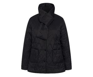 Ulla Popken Chaqueta Acolchada, pañuelo, Ribete de Perlas, Cuello en V Negro 46+ 816676100-46+
