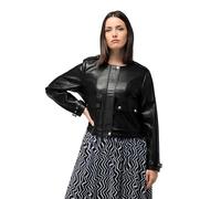 Ulla Popken Chaqueta, Aspecto de Cuero, Cremallera bidireccional, Aplicaciones en los Hombros Negro 46+ 814589130-46+