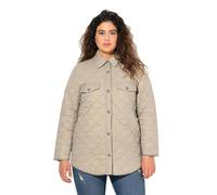 Ulla Popken Chaqueta Camisera Acolchada, Forma en A, Cuello Camisero, Manga Larga Gris Medio 50+ 828872310-50+