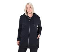 Ulla Popken Chaqueta de chándal, Ribete Decorativo, Oversize, Capucha, Cremallera bidireccional Negro 42+ 842791100-42+