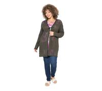 Ulla Popken Chaqueta de Punto, Punto Calado, Oversize, Escote en V Gris Oliva 54+ 829032200-54+