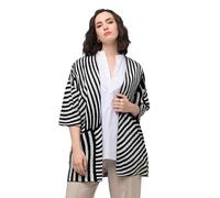 Ulla Popken Chaqueta de Punto, Punto Fino Jacquard, Cuello alzado, Media Manga Negro 46+ 819727100-46+