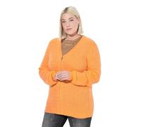 Ulla Popken Chaqueta de Punto, Punto inglés, Escote en V, Manga Larga, proporción de Lana Naranja neón 54+ 841369643-54+