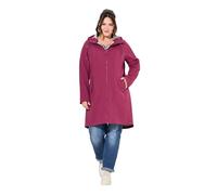 Ulla Popken Chaqueta larga para mujer, talla grande, talla grande, HYPRAR Softshell, impermeable, con capucha, berenjena, 44-46