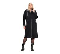 Ulla Popken Chaqueta Larga Sport, Capucha, Cremallera bidireccional, Rayas en la Espalda Negro 46+ 831562100-46+