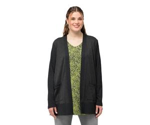 Ulla Popken Chaqueta Sport, Textura gofrada, Forma Abierta, Manga Larga Negro 46+ 830275111-46+