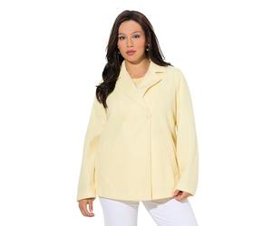 Ulla Popken Chaquetón Polar, Forma en A, Cuello con Solapa, Mangas largas Amarillo pálido 54+ 846021608-54+