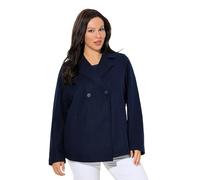 Ulla Popken Chaquetón Polar, Forma en A, Cuello con Solapa, Mangas largas Azul Tinta 58+ 846021741-58+