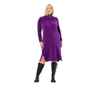 Ulla Popken Chenille-Kleid, Strukturstrick, Rollkragen, Langarm Vestido, Morado Oscuro, 48-50 Mujeres