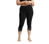 Ulla Popken Dobladillo de Encaje elástico Capri Pantalones, Negro, 45W x 32L para Mujer