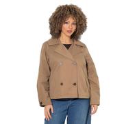 Ulla Popken Gabardina Corta, Cuello de Solapa, Doble Botonadura, Manga Larga marrón 42+ 851435338-42+