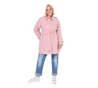 Ulla Popken Gabardina para mujer, línea A, cuello de camisa, cinturón, Delicado rosa viejo, 44-46