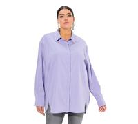 Ulla Popken Hemdbluse, Perlmuttknöpfe, Oversized, Hemdkragen, Langarm Túnica, Lavanda, 58-60 Mujeres