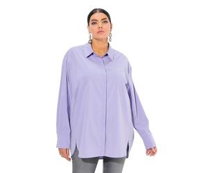 Ulla Popken Hemdbluse, Perlmuttknöpfe, Oversized, Hemdkragen, Langarm Túnica, Lavanda, 58-60 Mujeres
