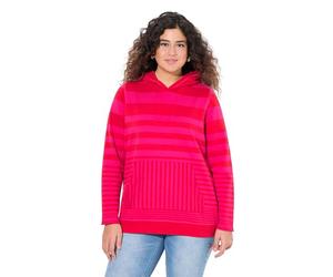 Ulla Popken Hoodie, Gestreift mit Känguru-Tasche Sudadera con Capucha a Rayas con Bolsillo Canguro, Lino, 54-56 Grande para Mujer