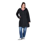Ulla Popken Hyprar Softshell - Chaqueta larga con capucha para mujer, Negro,46-48 EU