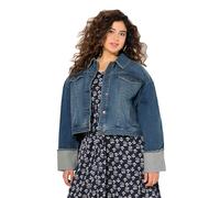 Ulla Popken Jeansjacke, Fransen, Hemdkragen, Breiter Ärmelumschlag Blazer, Lavable a, 48-50 Mujeres
