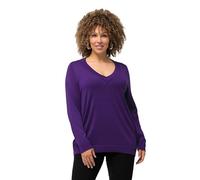 Ulla Popken Jersey de Punto Fino para Mujer, Cuello en V, Manga Larga, Suave, Deep Purple, 50-52