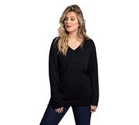 Ulla Popken Jersey, Cuello en V, Manga Larga, Punto Fino Suave Suéter, Marine, 52-54 Mujer