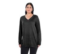 Ulla Popken Pullover, V-Ausschnitt, Langarm, Weicher Feinstrick Suéter pulóver, Negro, 56-58 Mujeres