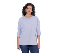 Ulla Popken Jersey, Rayas con Textura, Cuello Redondo, Mangas 3/4 Azul atlántico 62+ 846673722-62+