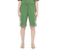 Ulla Popken Jersey Shorts with Palms Embroidery Pantalones Cortos de Punto con Bordado de Palma, Verde Musgo, 50W / 32L Mujeres